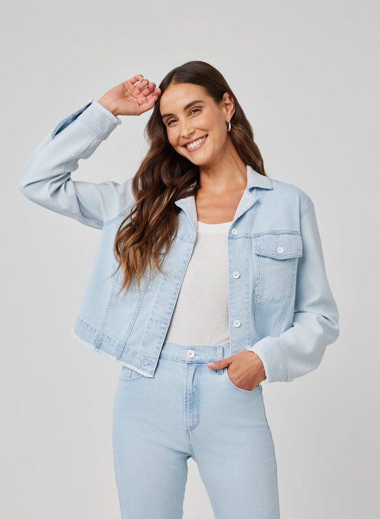 Bella Dahl Coco Frayed Mix Denim Jacket - Tidal Wash SprayCoats & Jackets