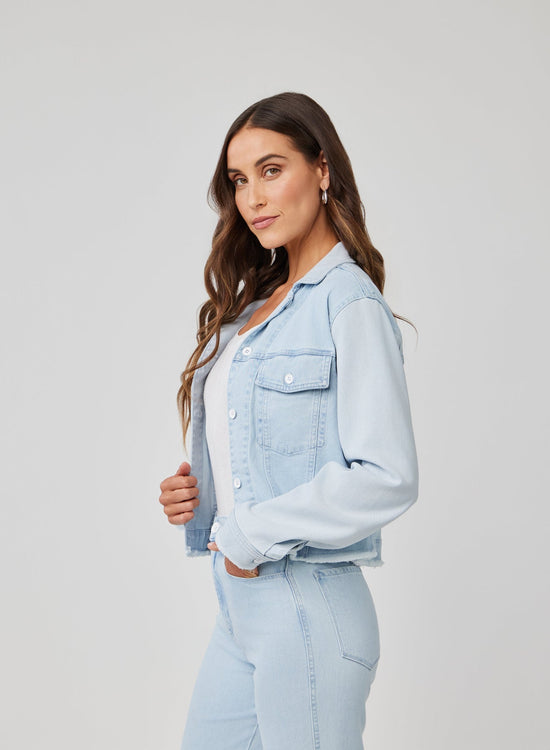 Bella Dahl Coco Frayed Mix Denim Jacket - Tidal Wash SprayCoats & Jackets