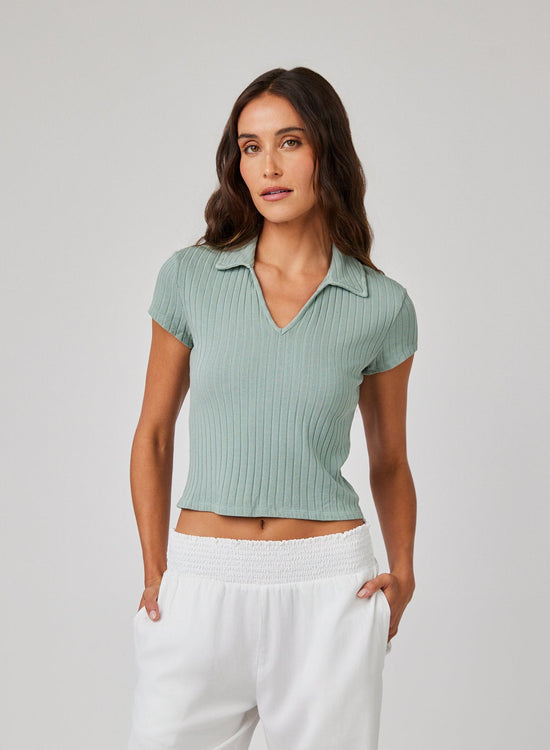 Bella DahlCollared Crop Top - Clean SageTops