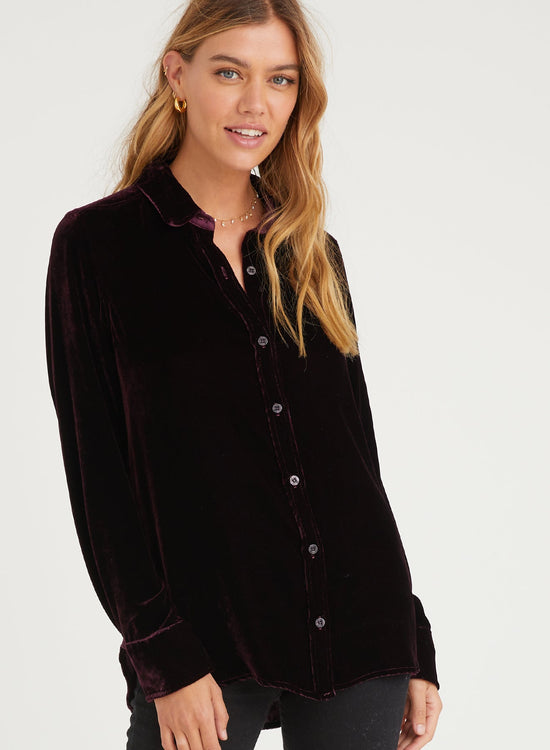 Bella DahlContrast Halle Shirt - CurrantTops