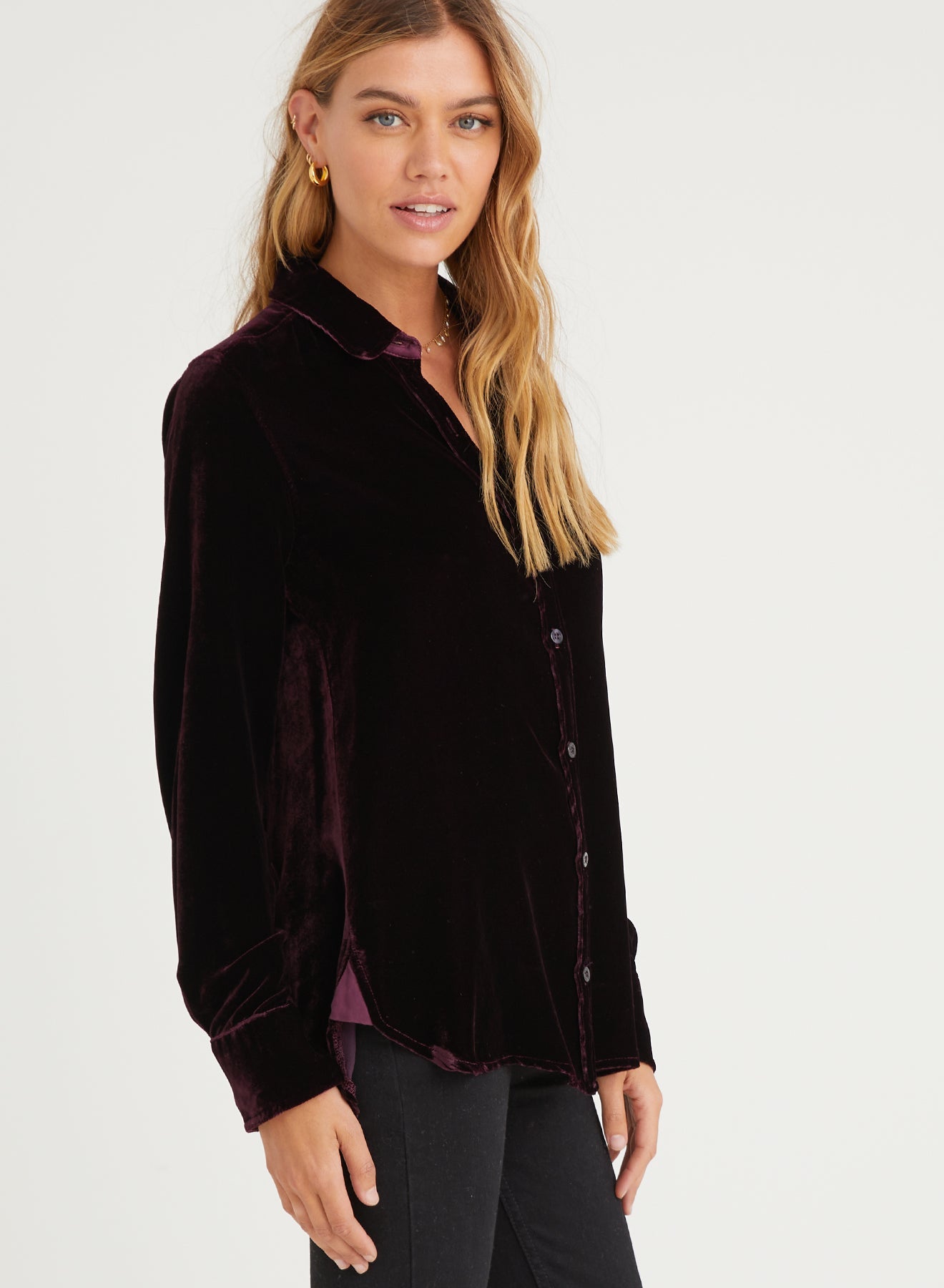 Bella DahlContrast Halle Shirt - CurrantTops