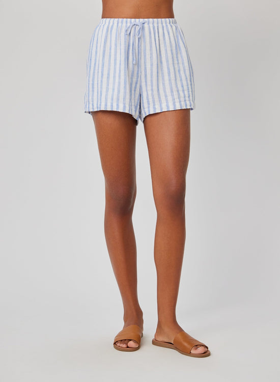 Bella Dahl Contrast Tie Flowy Short - Blue Sky Stripe View 2