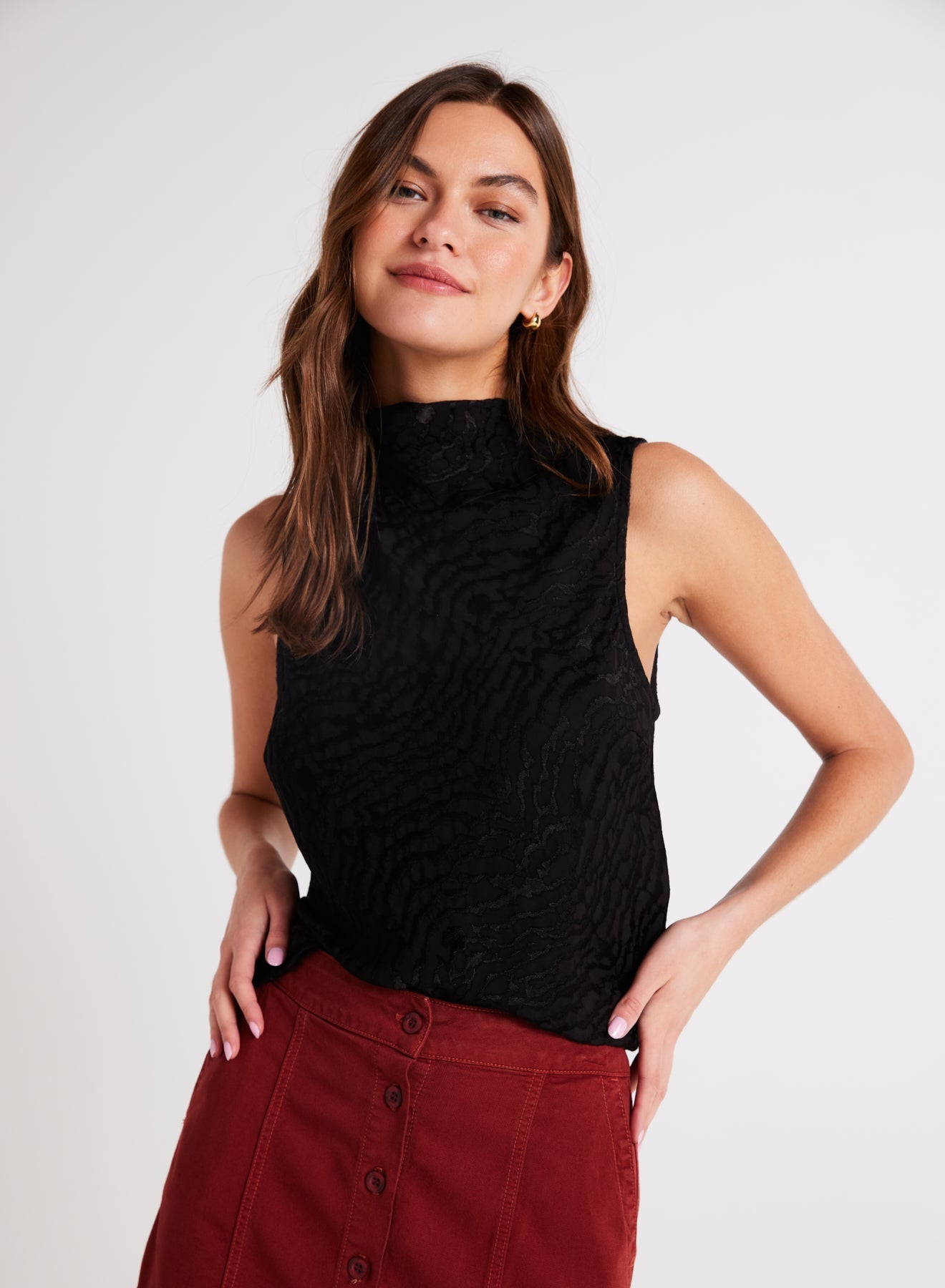 Bella DahlCowl Neck Bias Top - BlackTops