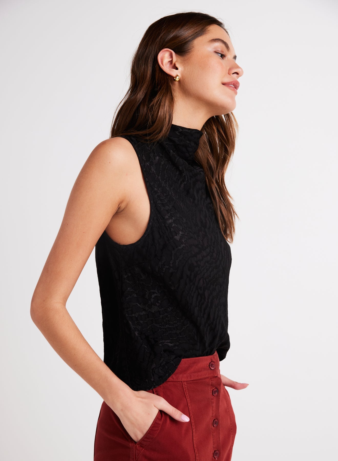 Bella DahlCowl Neck Bias Top - BlackTops