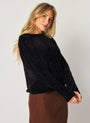 Bella DahlCrew Neck Chenille Sweater - BlackSweaters