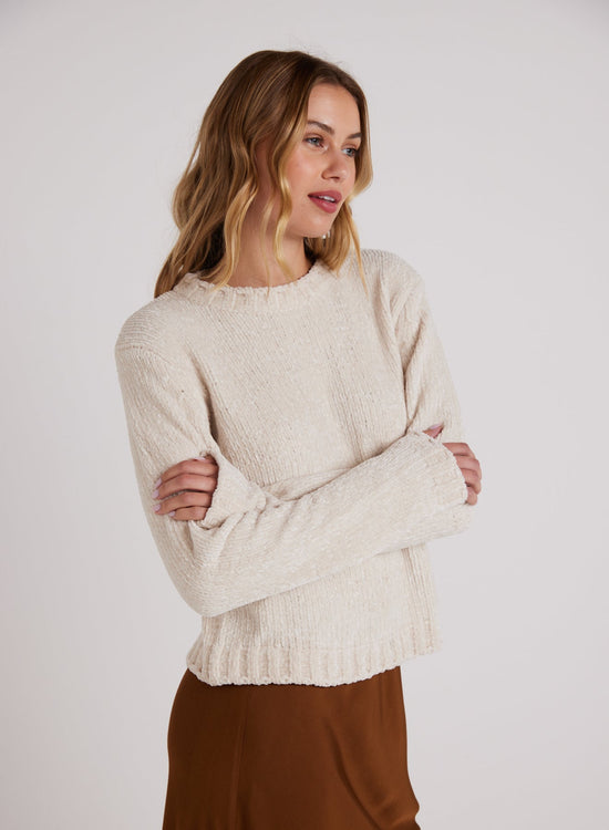 Bella DahlCrew Neck Chenille Sweater - Opal IvorySweaters & Jackets