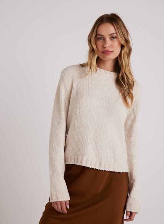 Bella DahlCrew Neck Chenille Sweater - Opal IvorySweaters & Jackets