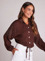 Bella DahlDrawcord Waist Shirt - Café NoirTops