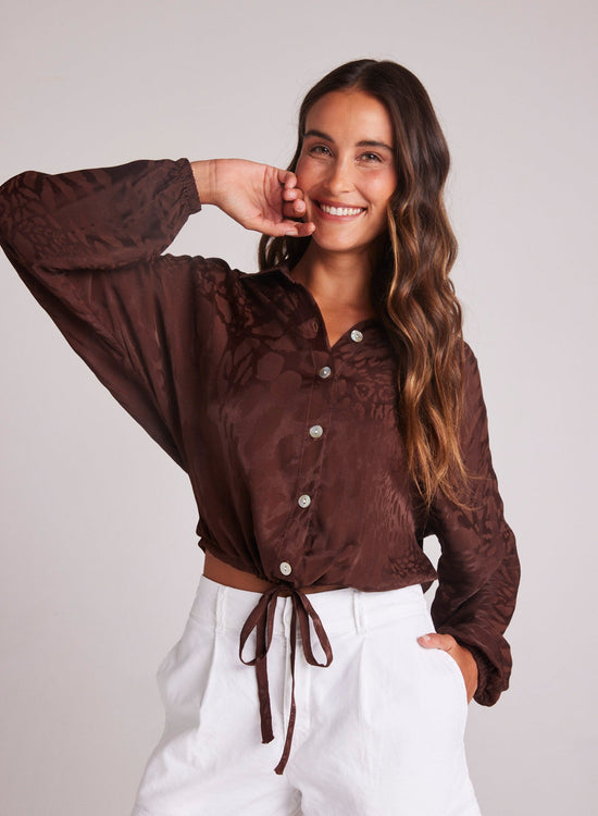 Bella DahlDrawcord Waist Shirt - Café NoirTops