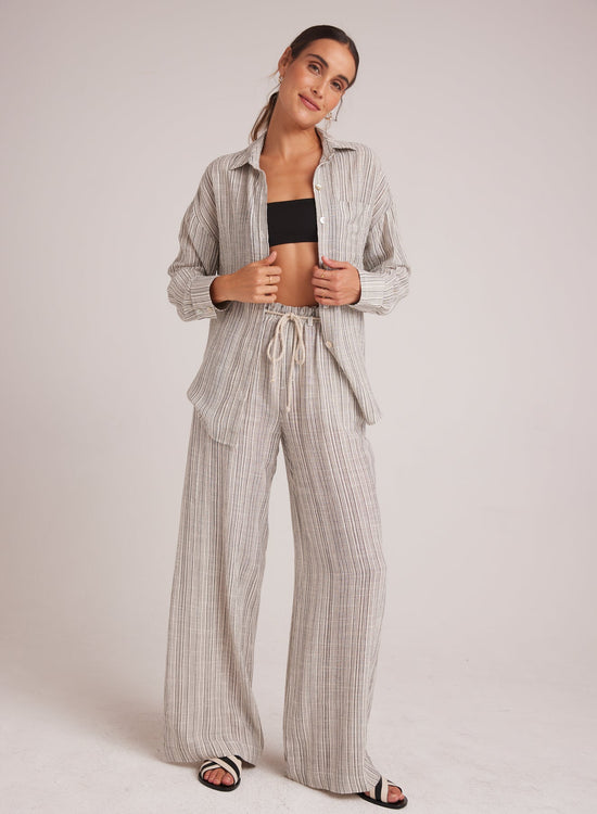 Bella DahlDrawcord Wide Leg Pant - Eze Slub StripeBottoms