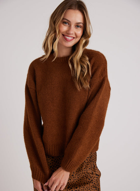 Bella DahlDrop Shoulder Fuzzy Chenille Sweater - Bronzed MapleSweaters & Jackets