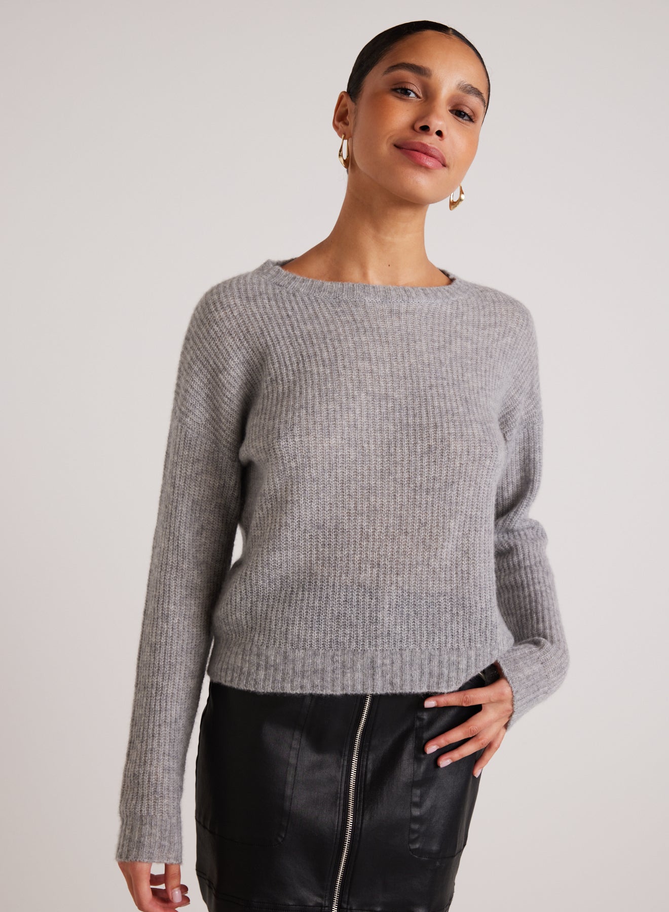 Bella DahlDrop Shoulder Sweater - Heather GreySweaters & Jackets