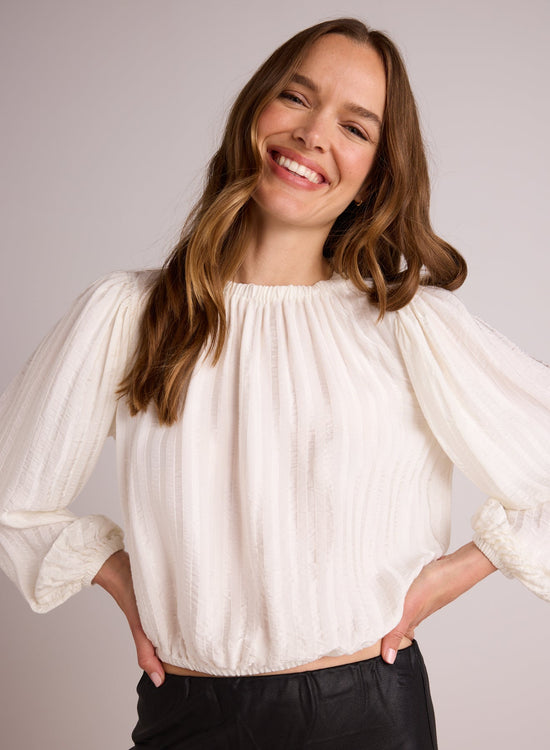 Bella DahlElastic Shirred Top - Winter WhiteTops