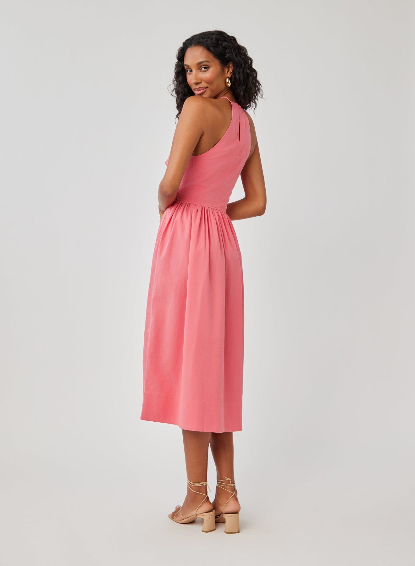 Bella Dahl Fitted Midi Halter Dress - Hibiscus PinkDresses