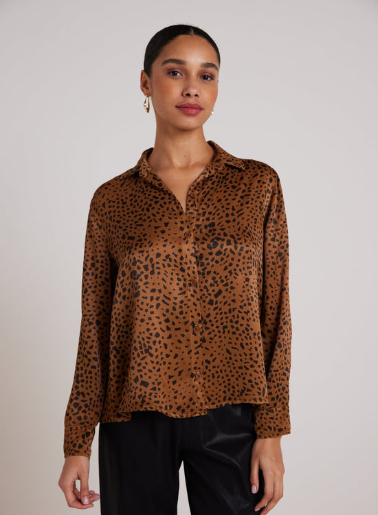 Bella DahlFlowy Hem Button Down - Bronzed MapleTops