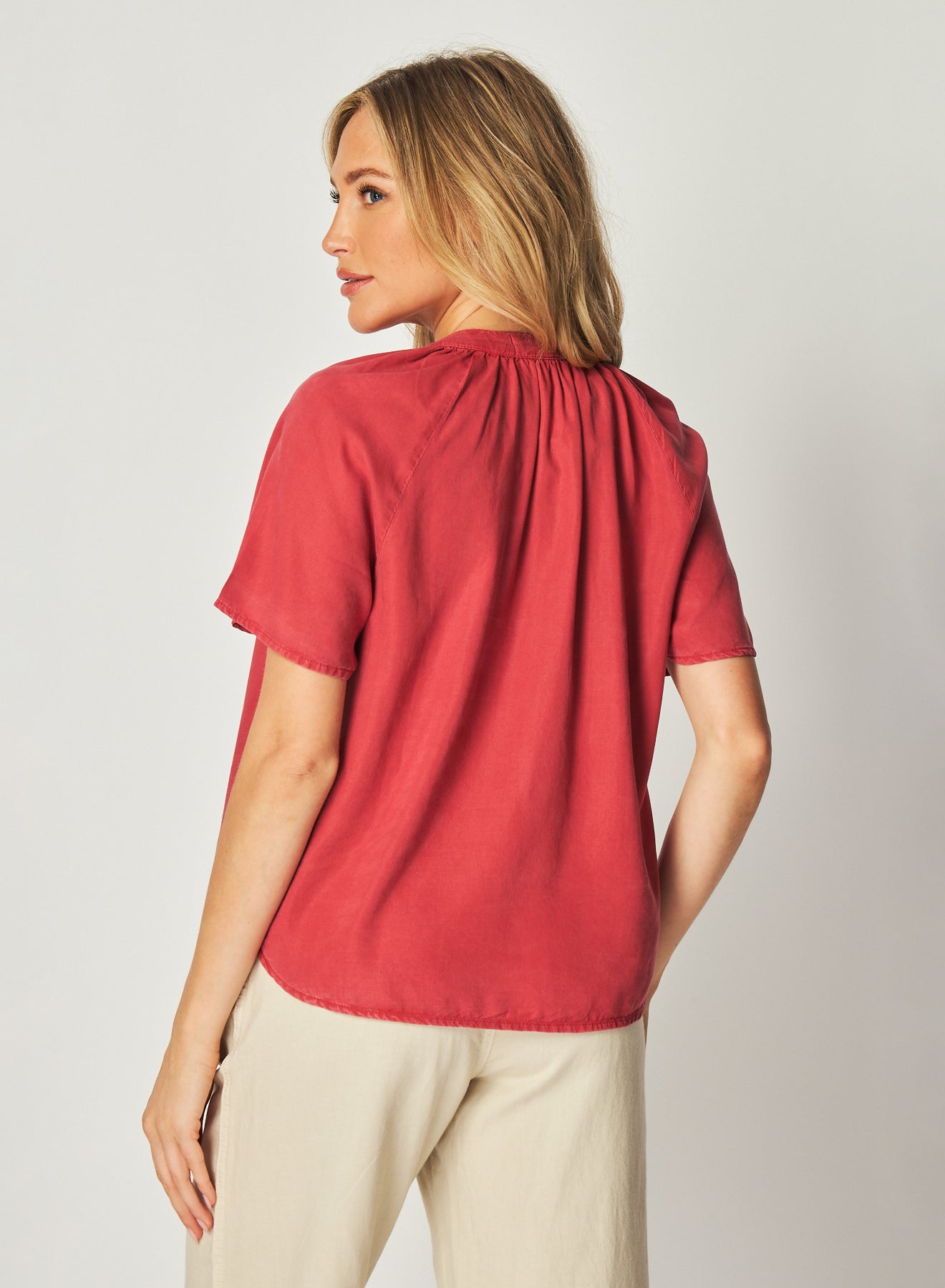 Bella DahlFlowy Short Sleeve Pullover - Riviera RedTops