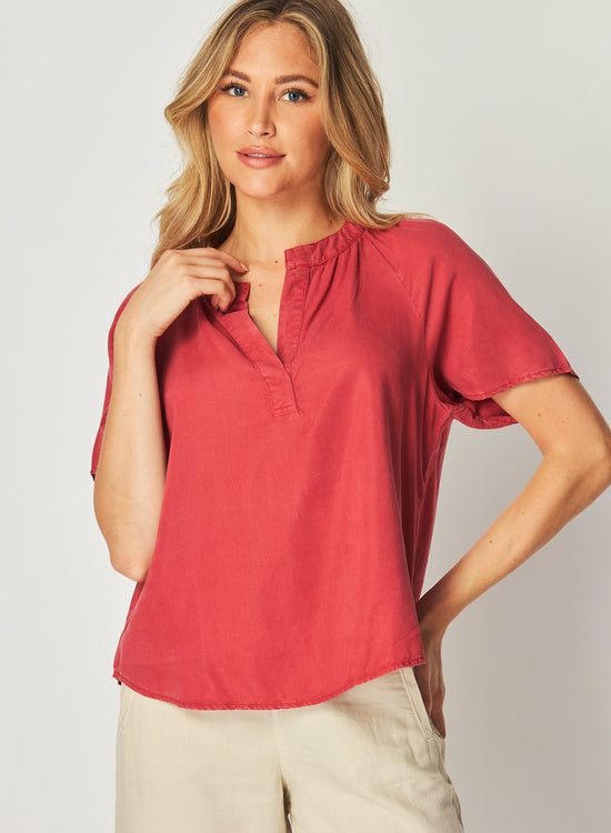 Bella DahlFlowy Short Sleeve Pullover - Riviera RedTops