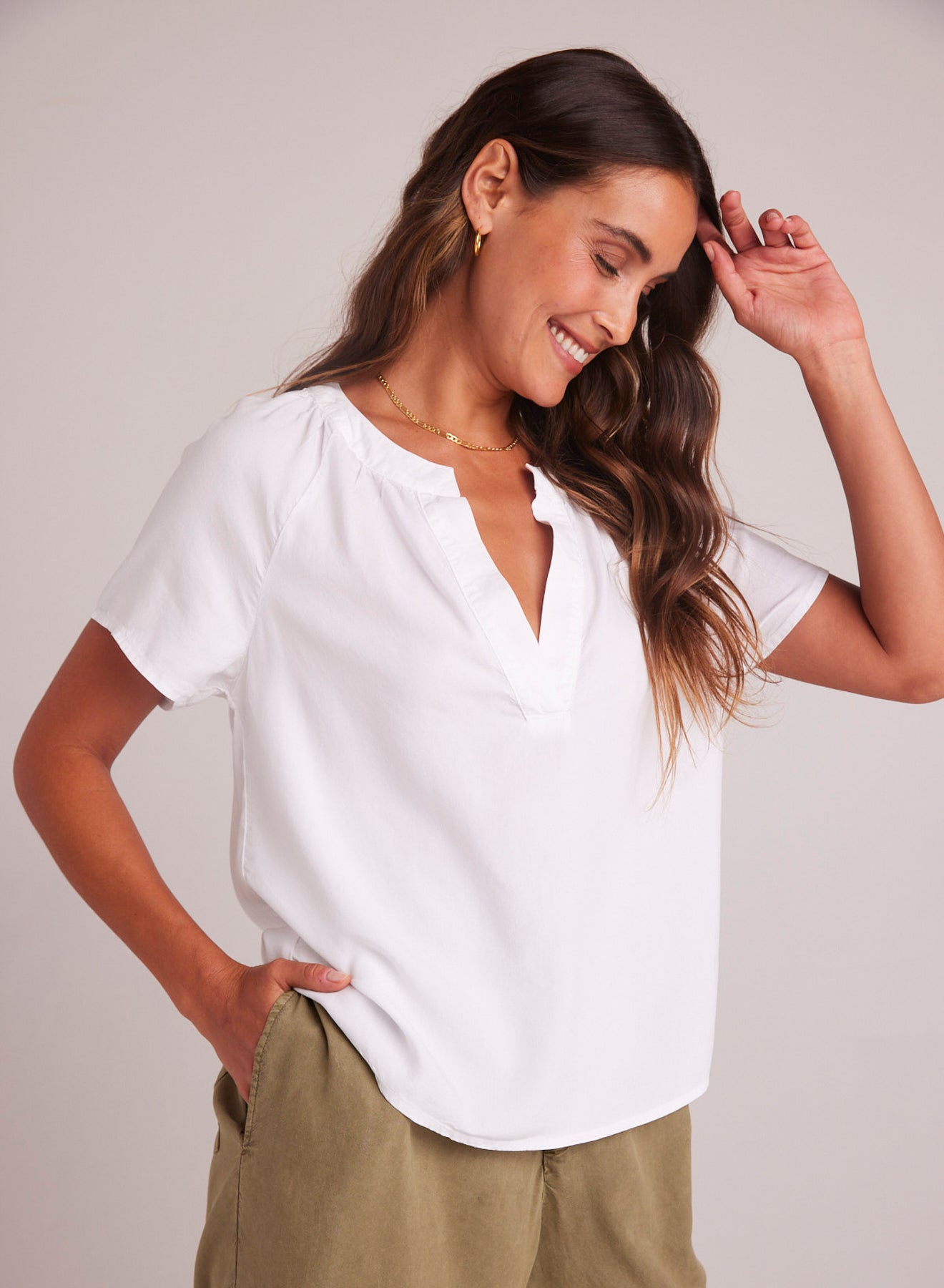 Bella DahlFlowy Short Sleeve Pullover - WhiteTops