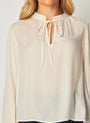 Bella DahlFlowy Tie Neck Pullover - Ivory PearlTops