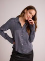 Bella DahlFlowy Wide Collar Button Down - Slate StoneTops