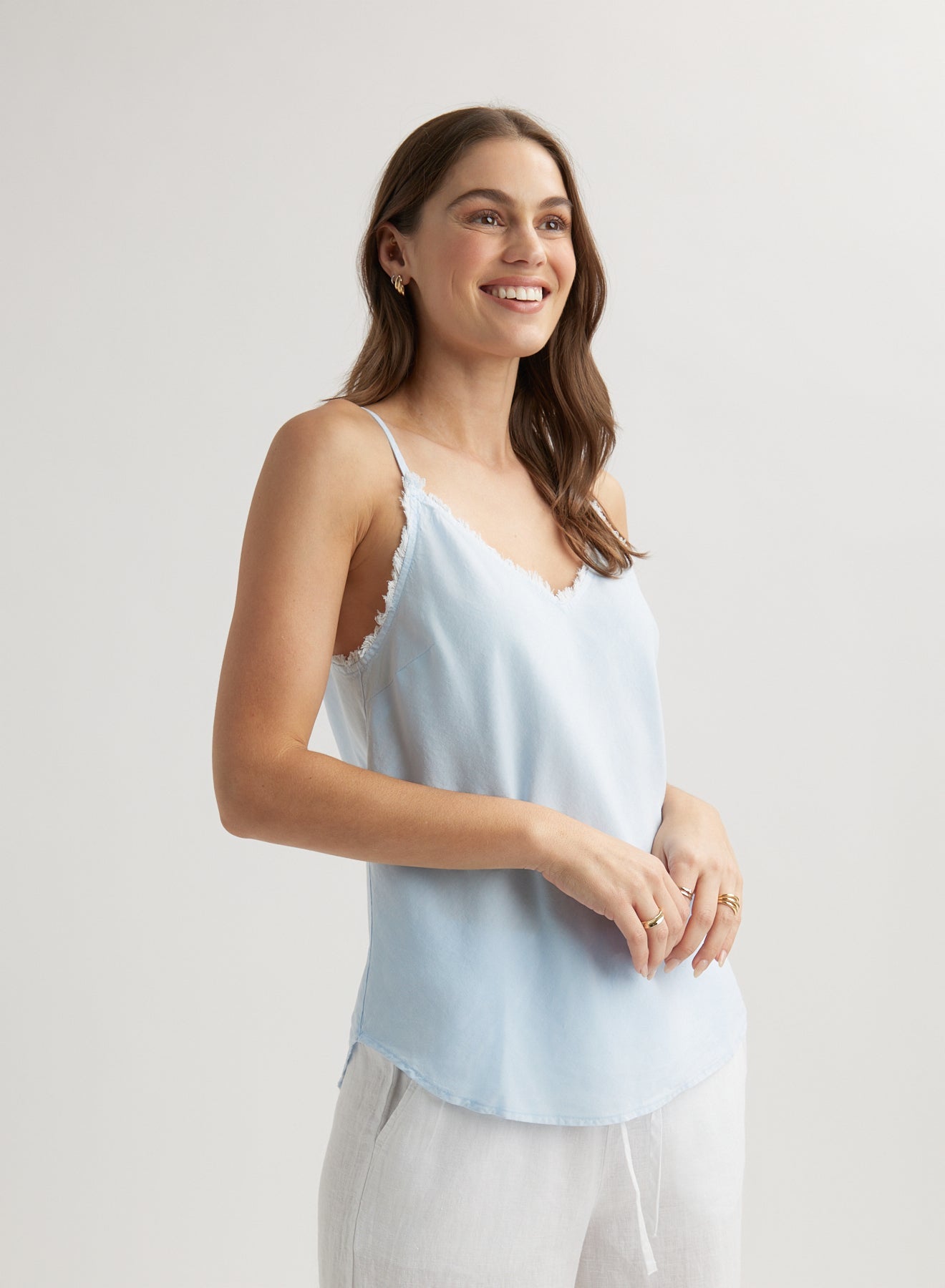 Bella DahlFrayed Cami - Clear WaterTops