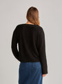 Bella DahlFrench Terry Bell Sleeve V - Neck Pullover - BlackTops