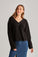 Bella DahlFrench Terry Bell Sleeve V - Neck Pullover - BlackTops