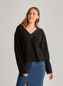 Bella DahlFrench Terry Bell Sleeve V - Neck Pullover - BlackTops