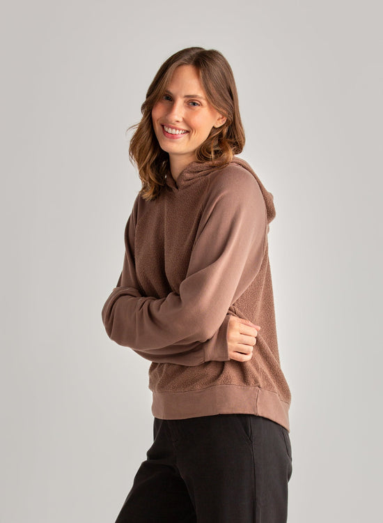 Bella DahlFrench Terry Raglan Hoodie Sweatshirt - Mocha MistTops