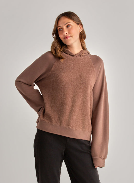 Bella DahlFrench Terry Raglan Hoodie Sweatshirt - Mocha MistTops