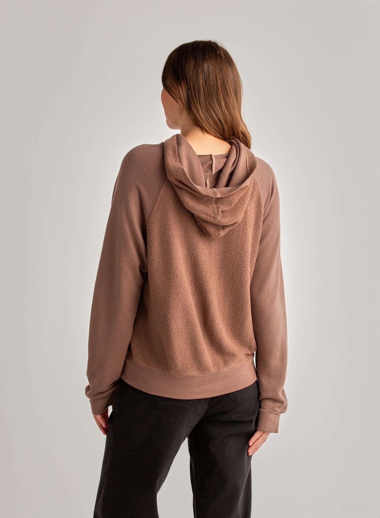 Bella DahlFrench Terry Raglan Hoodie Sweatshirt - Mocha MistTops