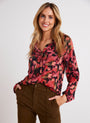 Bella DahlFull Button Down Hipster Shirt - Autumn Bloom PrintTops