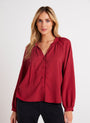 Bella DahlFull Sleeve Raglan Button Down - Ruby RedTops