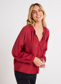 Bella DahlFull Sleeve Raglan Button Down - Ruby RedTops