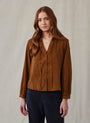 Bella DahlFull Sleeve Raglan Button Down - Twilight GoldTops