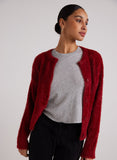 Bella DahlFuzzy Crew Neck Cardigan - Ruby RedSweaters & Jackets