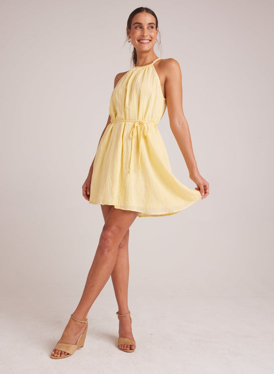 Bella DahlGathered Halter Dress with Braided Belt - Citron YellowDresses