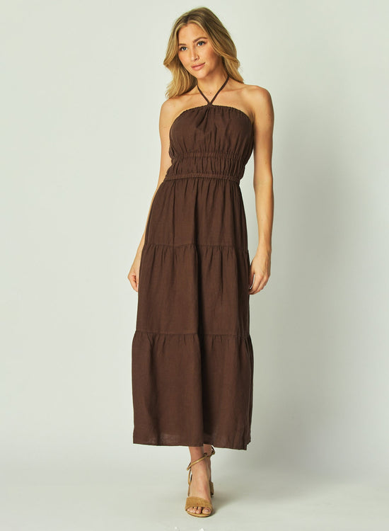 Bella DahlGathered Halter Midi Dress - Cocoa CabanaDresses