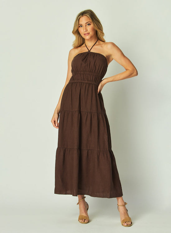 Bella DahlGathered Halter Midi Dress - Cocoa CabanaDresses