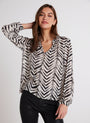 Bella DahlHalf Placket Pullover - Batik Chevron PrintTops