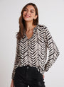 Bella DahlHalf Placket Pullover - Batik Chevron PrintTops