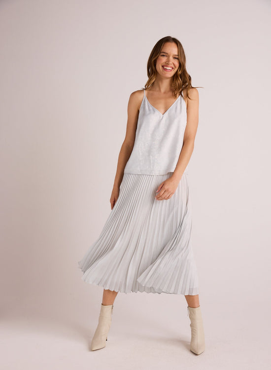 Bella DahlHand Pleated Midi Skirt - Metallic OpalBottoms