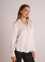 Bella DahlHigh Low Hem Shirt - Winter WhiteTops