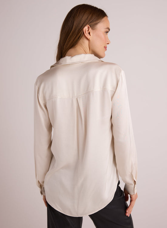 Bella DahlHigh Low Hem Shirt - Winter WhiteTops