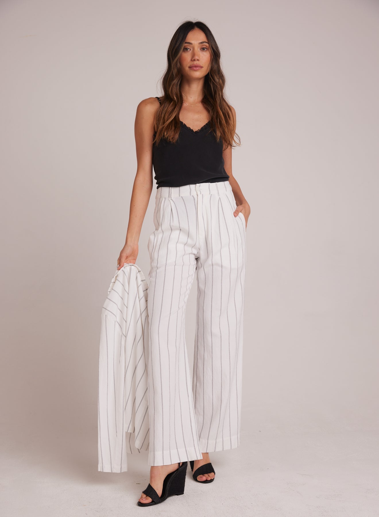 Bella DahlKate Pleated Pant with Elastic Back - Mala Beach StripeBottoms