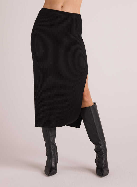 Bella DahlKnit Skirt with Side Slit - BlackBottoms