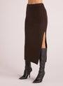 Bella DahlKnit Skirt with Side Slit - Heather BrownBottoms