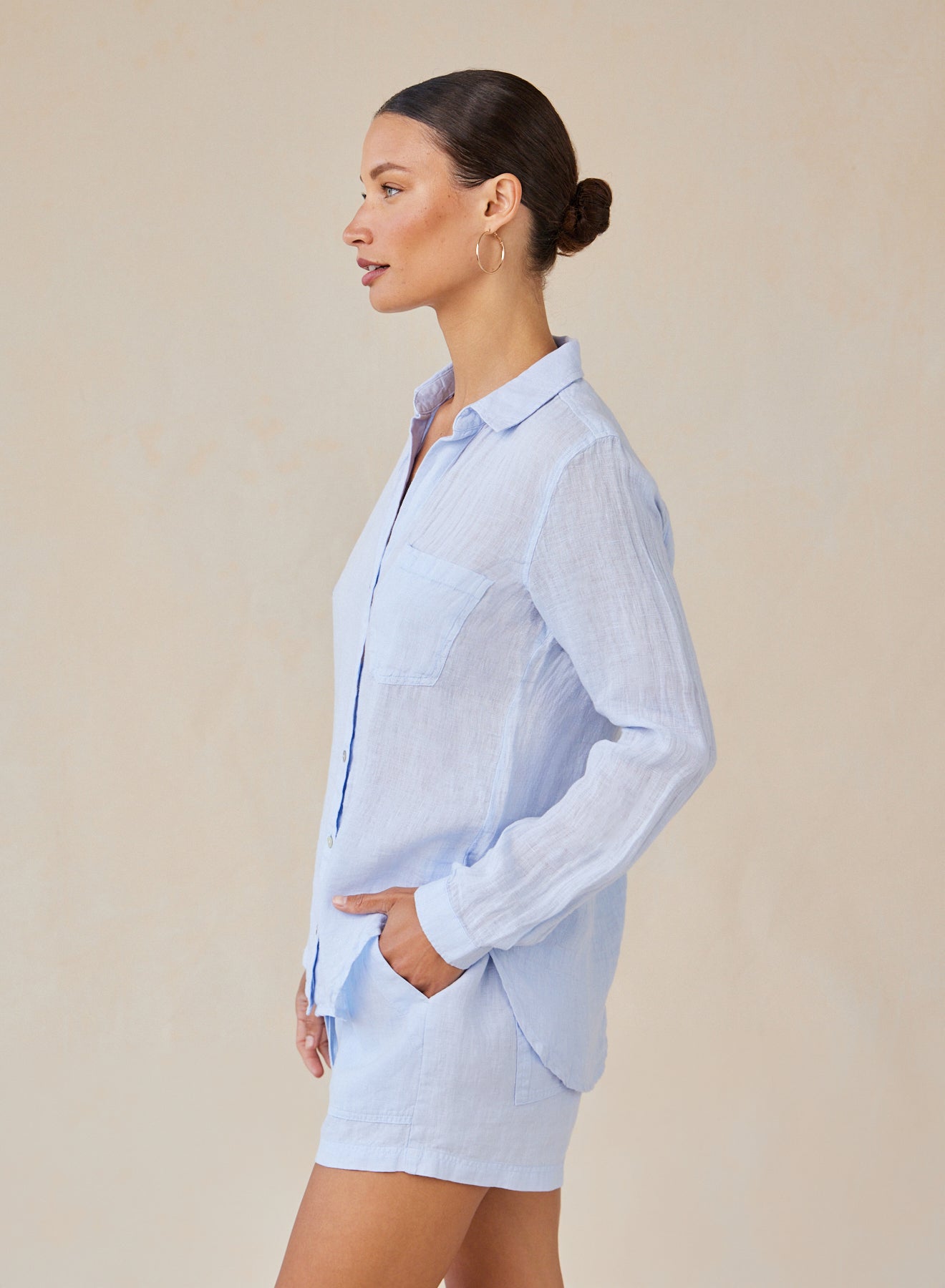 Bella DahlLinen Pocket Button Down - Perennial BlueTops