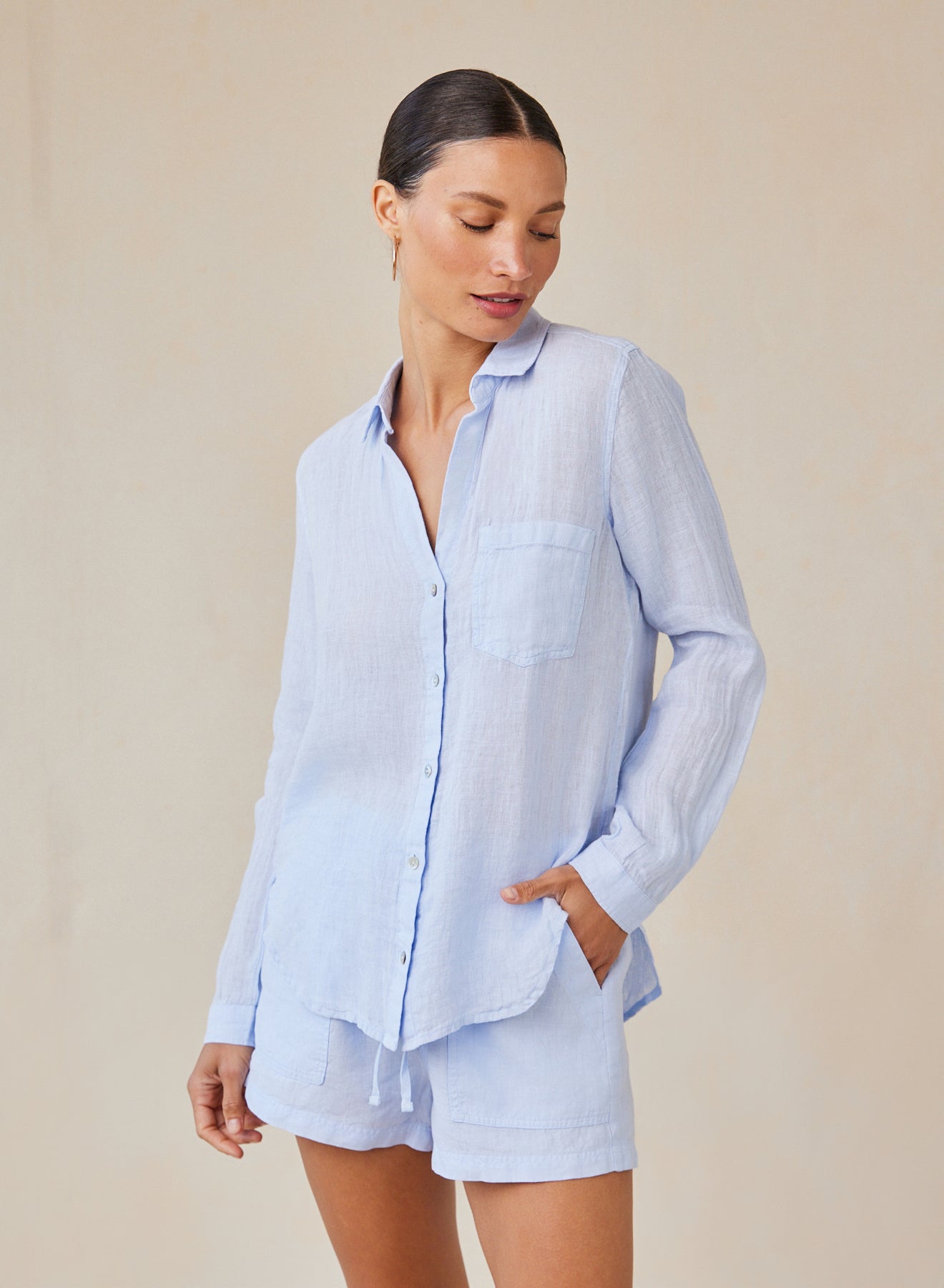 Bella DahlLinen Pocket Button Down - Perennial BlueTops