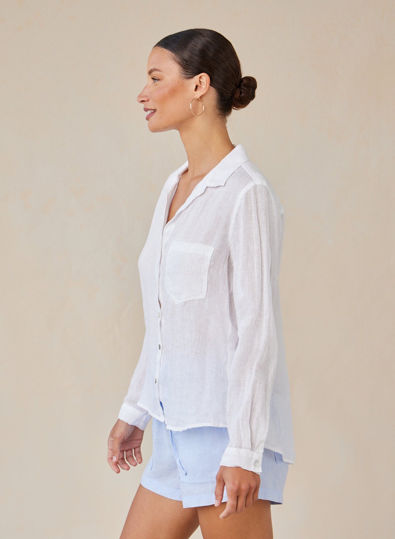 Bella DahlLinen Pocket Button Down - WhiteTops